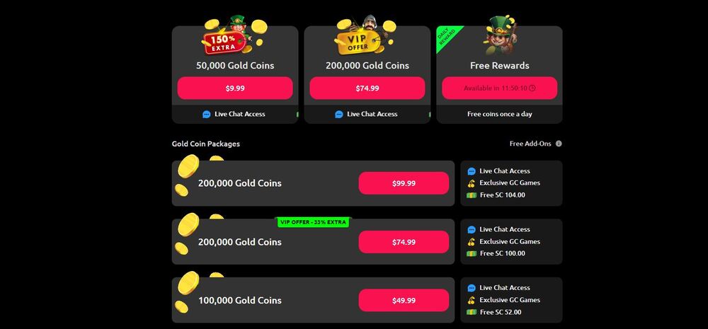 Purchasing Coins at McLuck Casino